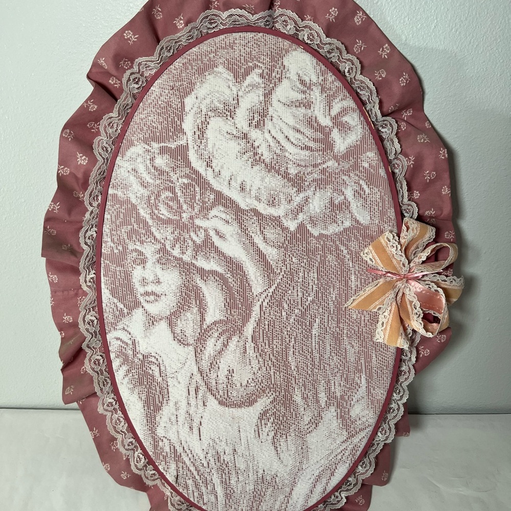Vintage Style Pink Lace Wall Art large piece mother‎ daughter